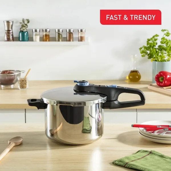 Oală sub presiune Tefal 6 l SECURE TRENDY oțel inoxidabil