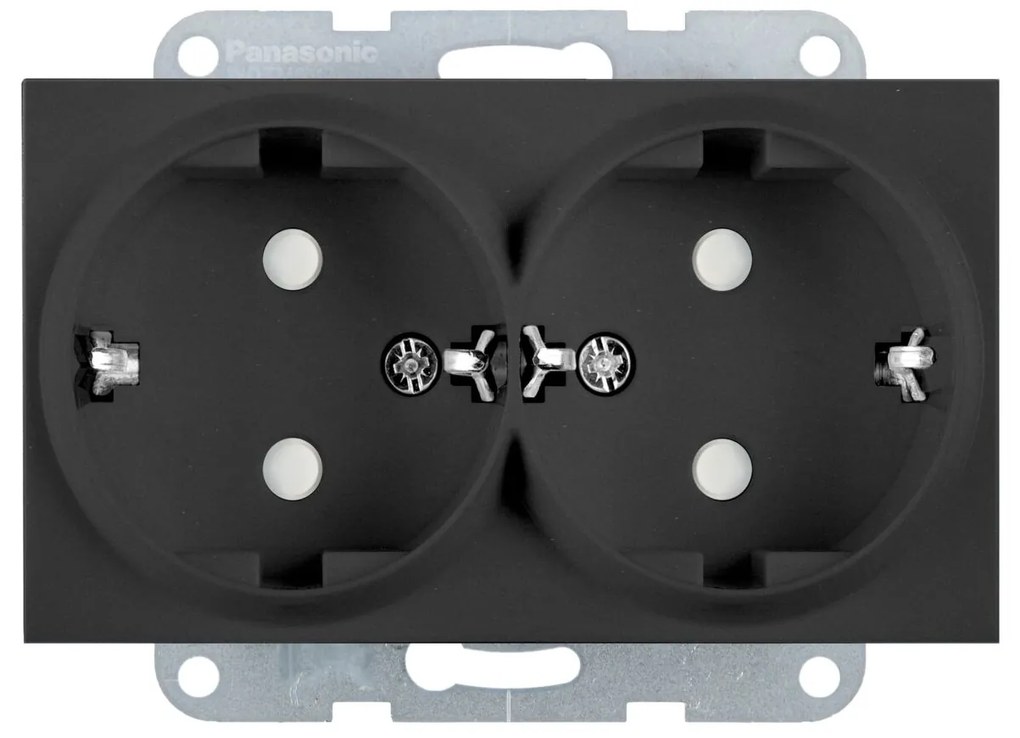Priza dubla cu impamantare, protectie copii, 16A, IP20, Grafit, Panasonic Karre Plus 55