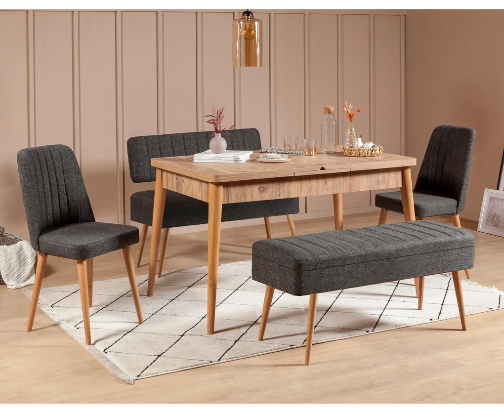 Set mobilier sufragerie Vlasta 2 (pin atlantic + antracit) (pentru 6 persoane). 1073072