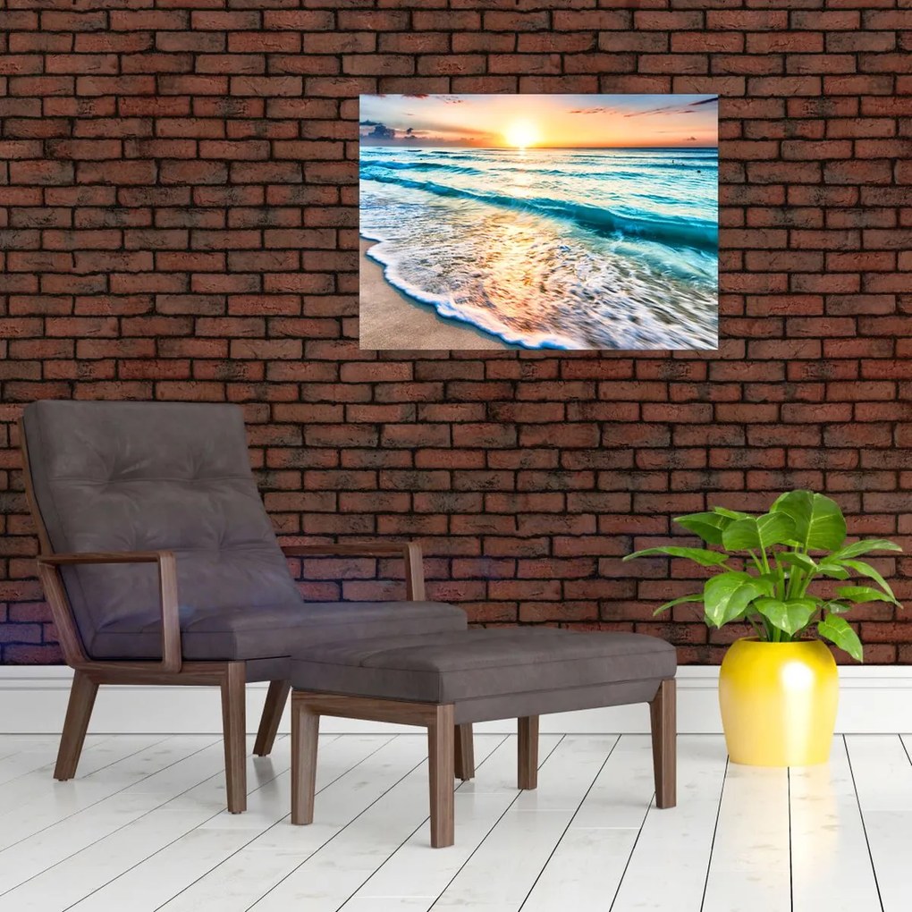 Tablou pe sticlă - Plaja de la mare (70x50 cm)