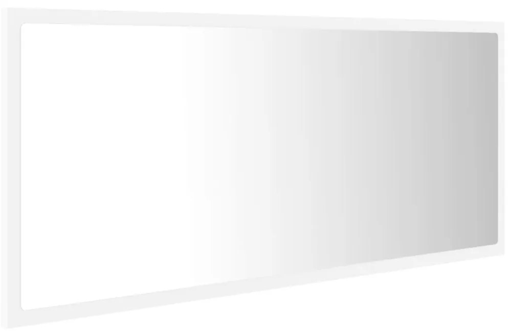 Oglinda de baie cu LED, alb, 100x8,5x37 cm, lemn prelucrat Alb