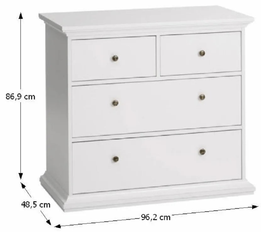 Comoda PAL infoliat MDF lacuit, alb, PARIS 76716