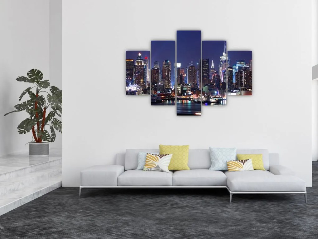 Tablou - Zgârie-nori din New York iluminate (150x105 cm)
