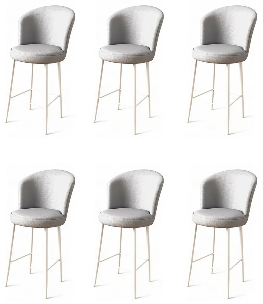 Set de scaune de bar Uras Grey and White, 6 buc.