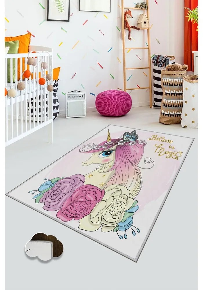 Covor antiderapant pentru copii Conceptum Hypnose Unicorn, 180 x 280 cm