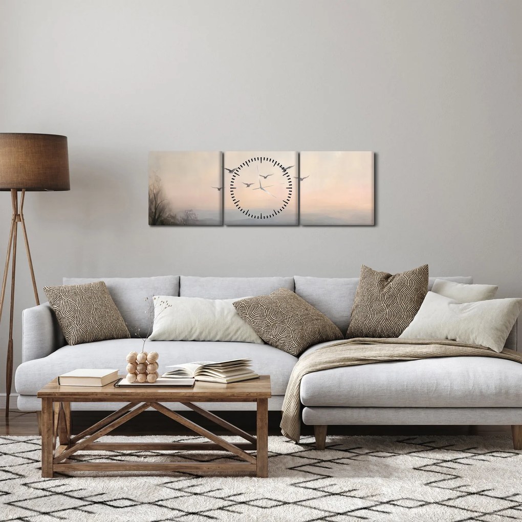Tablou - Stol de păsări (cu ceas) (90x30 cm)