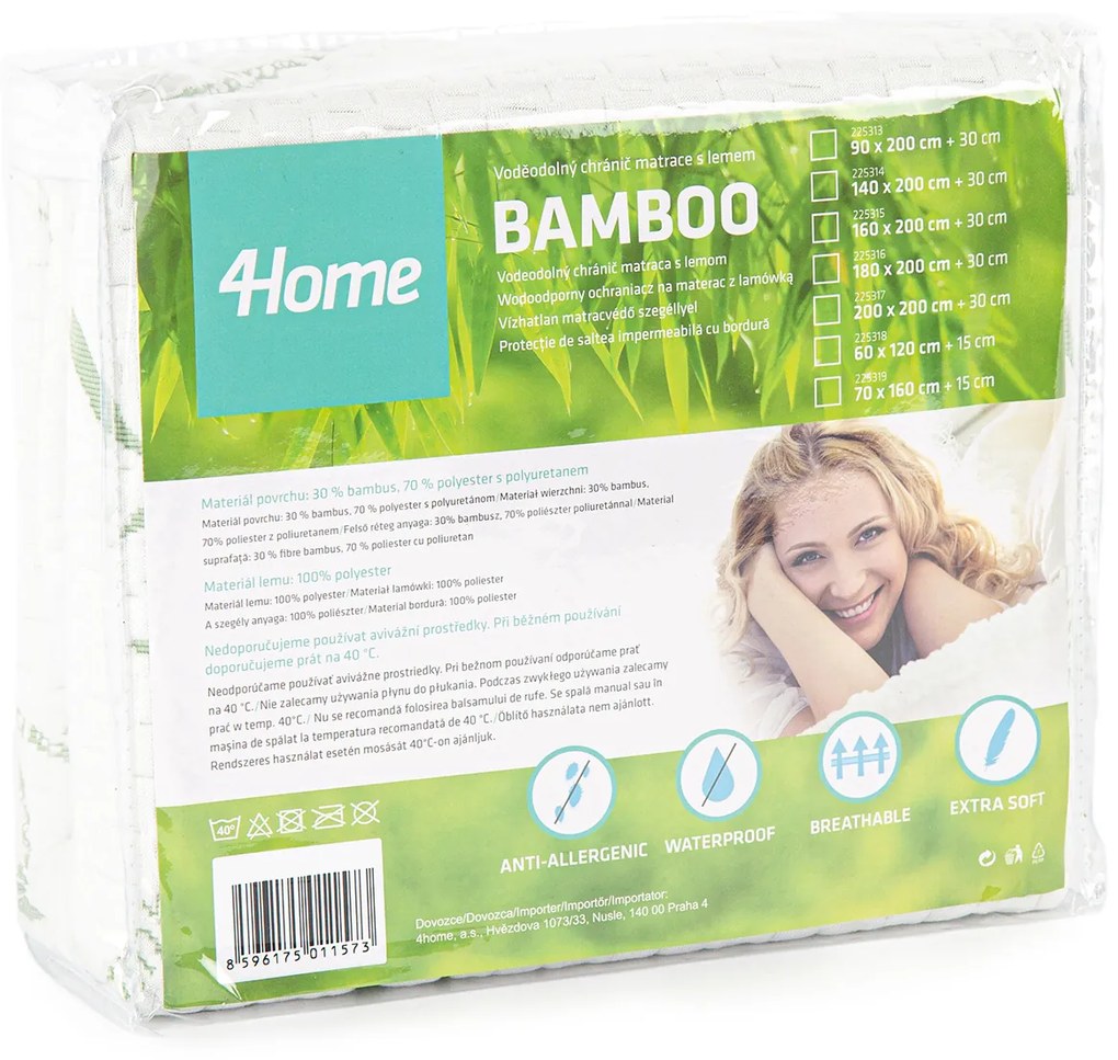 Protecție saltea 4Home Bamboo impermeabilă cu bordură, 70 x 160 cm