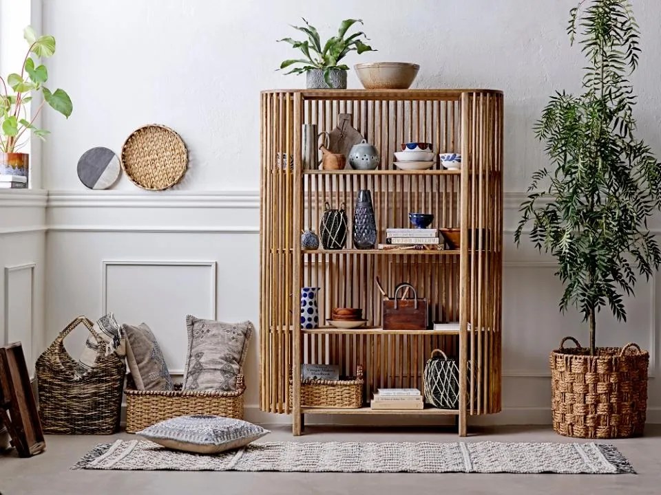 Biblioteca, natur, din lemn de mango, Sali