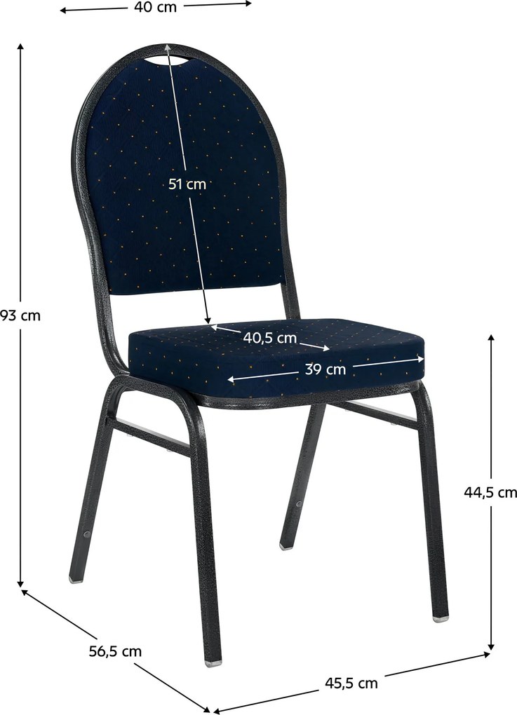 Scaun, stivuibil, material albastru / cadru gri, JEFF 3 NEW