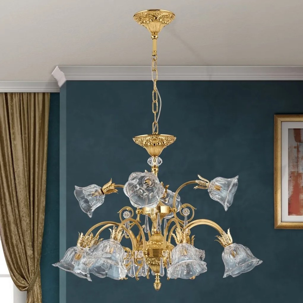 Candelabru cristal design lux LA BOHEME D-76cm 12L gold plated