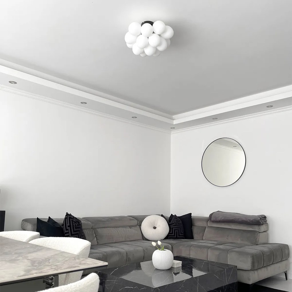 Plafonieră inteligentă neagră cu sticlă opală cu 4 lumini, inclusiv Zigbee G9 - Uvas