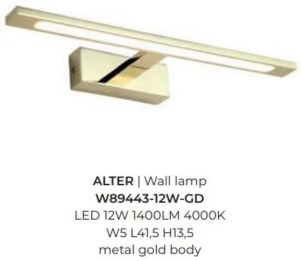 Aplica de perete LED pentru oglinda sau tablou ALTER auriu 12W