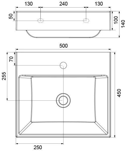 Ravak XJO01250000 - Lavoar suspendat NATURAL 50x45 cm marmură turnată/alb