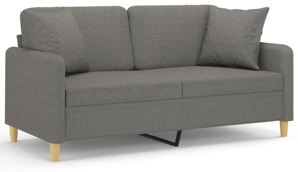 3153138 vidaXL Canapea cu 2 locuri cu perne&pernuțe gri închis 140 cm textil