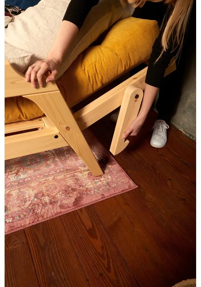 Canapea variabilă cu tapițerie din catifea reiată Karup Design Grab Raw/Natural