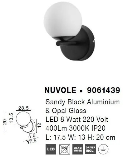 Aplica de perete LED design modern NUVOLE