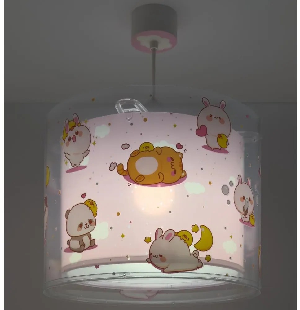 Dalber 41762S - Lustră pentru copii KAWAII FRIENDS 1xE27/15W/230V, roz