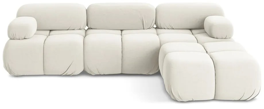 Colțar modular alb cu tapițerie din catifea Lokua – Makamii