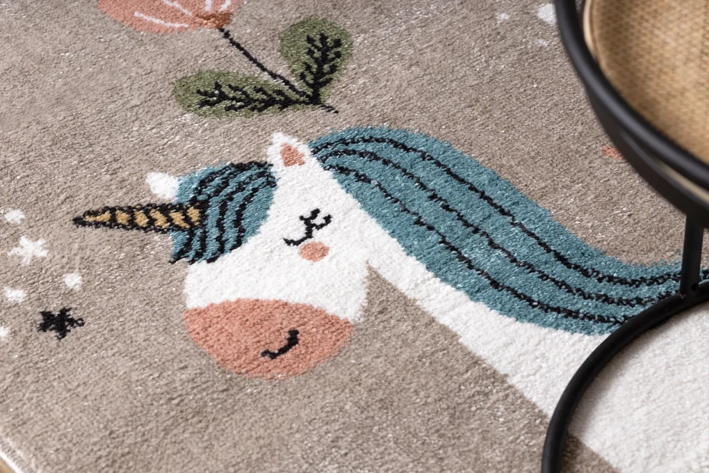 Covor FUN Sweety pentru copii, unicorn, curcubeu bej