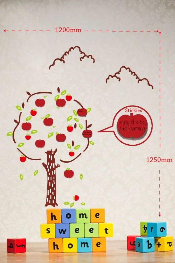 Sticker rosu / maro din vinil / PVC, cu note adezive, 125 x 120 cm, Apples Mauro Ferreti