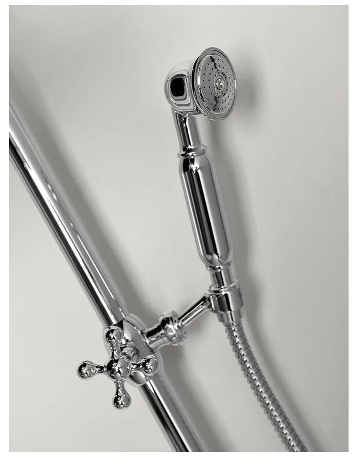 Set de duș argintiu lucios din alamă 142 cm cu duș suspendat/cu duș de mână Antea – Sapho