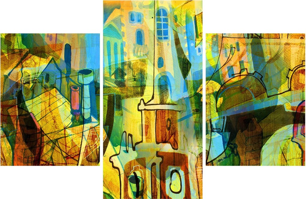 Tablou - Arhitectură, abstractizare cubistă (90x60 cm)