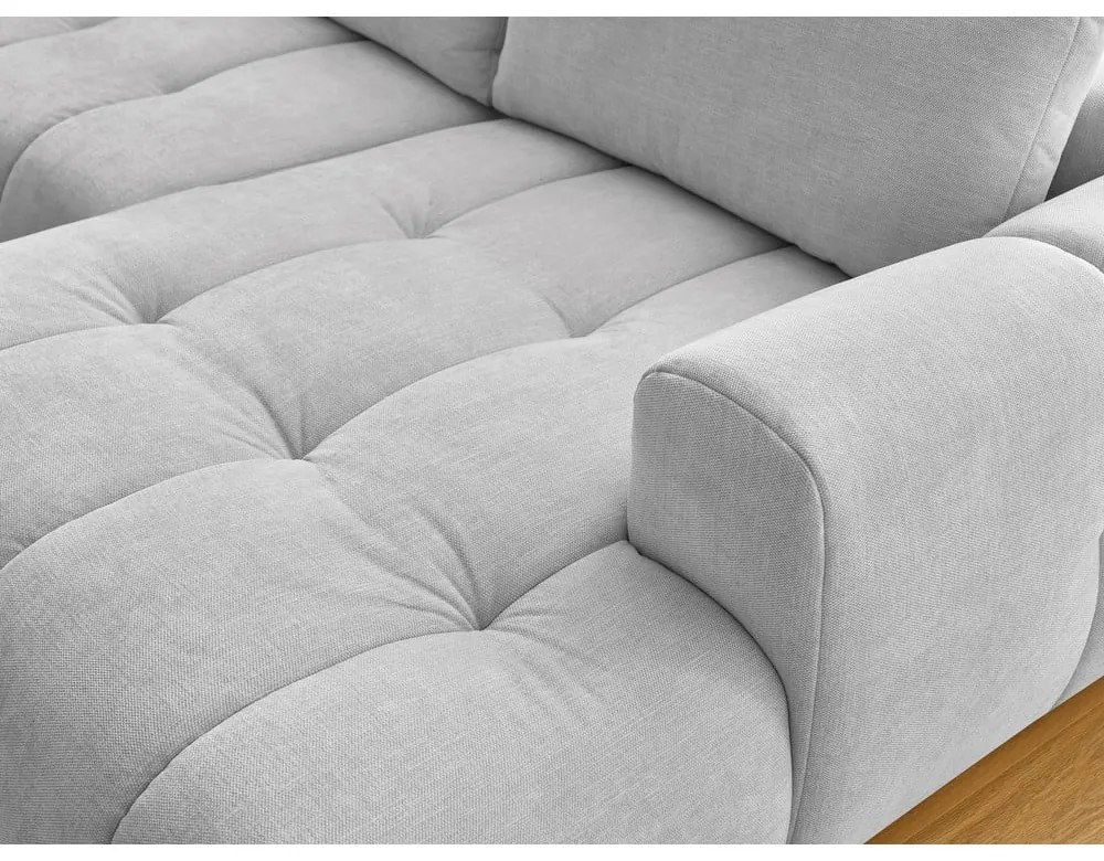 Colțar gri deschis extensibil/cu spațiu de depozitare (cu colț pe partea stângă/în formă de "U") Fuji – Bobochic Paris