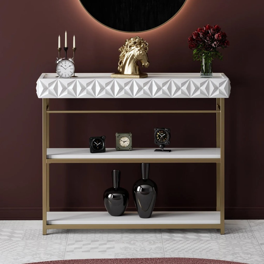 Consolă Zumrut - White, Gold (102)