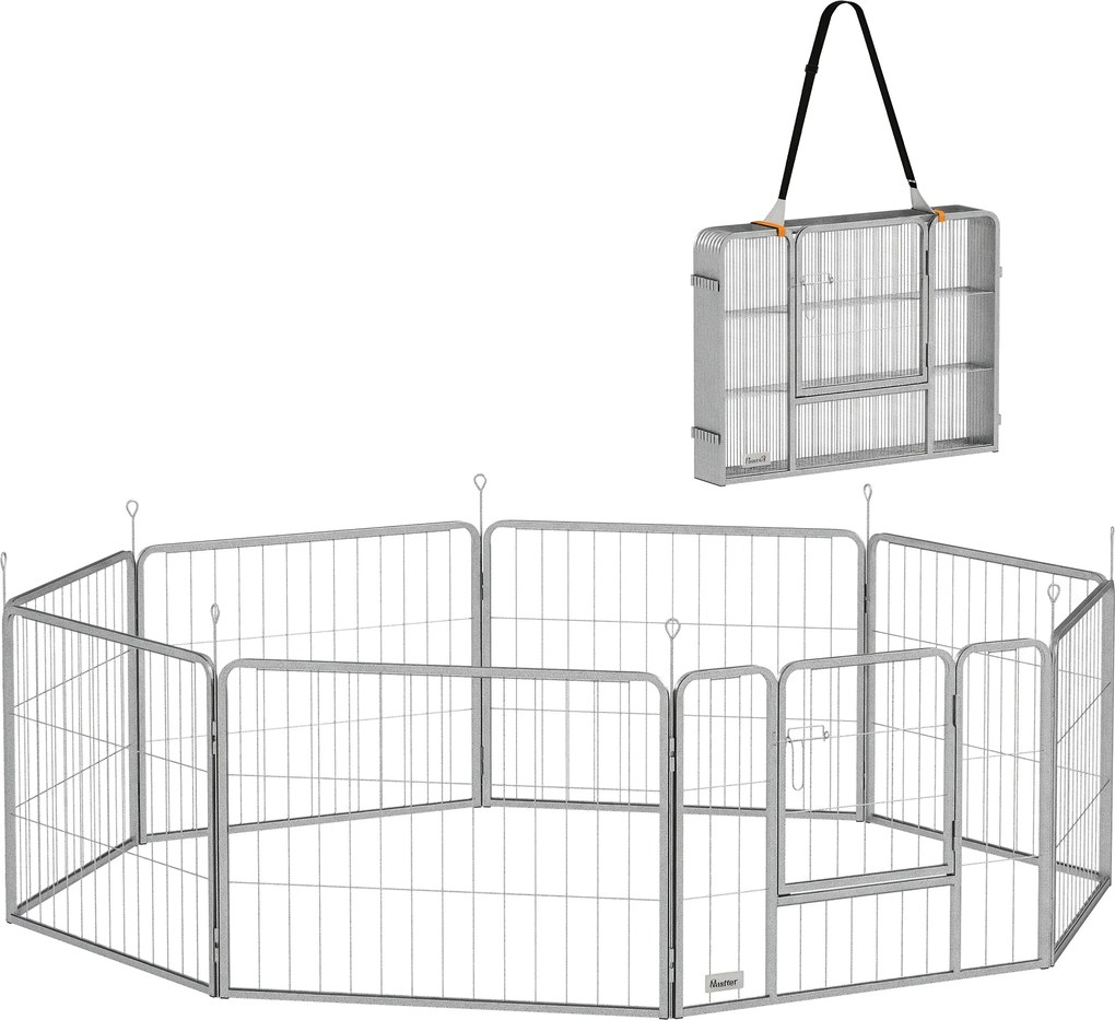 PawHut Tarc pentru animale, gard pentru câini, loc de joacă pentru animale, flexibil adaptabil, oțel inoxidabil | Aosom Romania