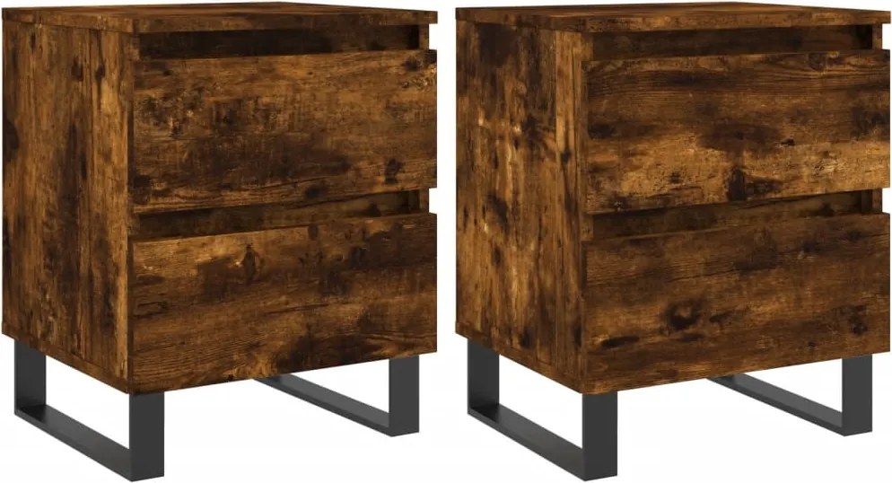 vidaXL Noptiere, 2 buc., stejar fumuriu, 40x35x50 cm, lemn compozit