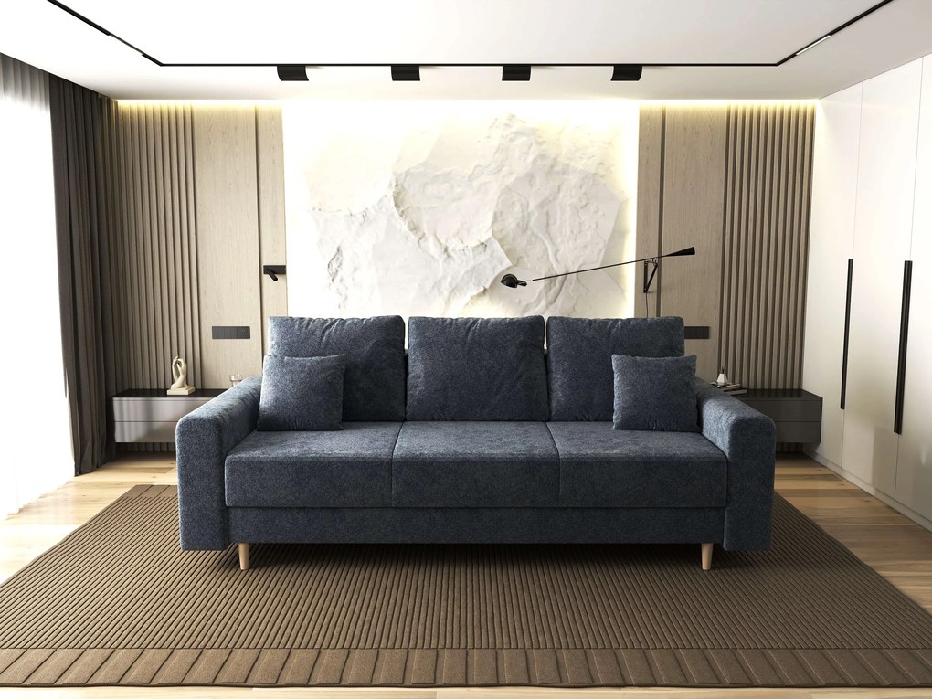 Canapea extensibilă dumonde cu ladă de depozitare si sezut confortabil din spuma high-density, Kronos Euphoria Grafit 210x100 cm