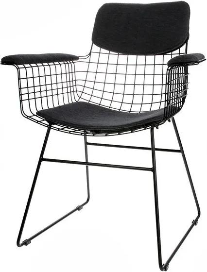 Set 4 perne negre din in pentru sezut si spatar scaun cu manere Xo HK Living