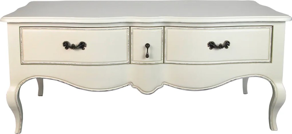 Masuta cu sertare Madame Deco din lemn crem 120x73x50 cm