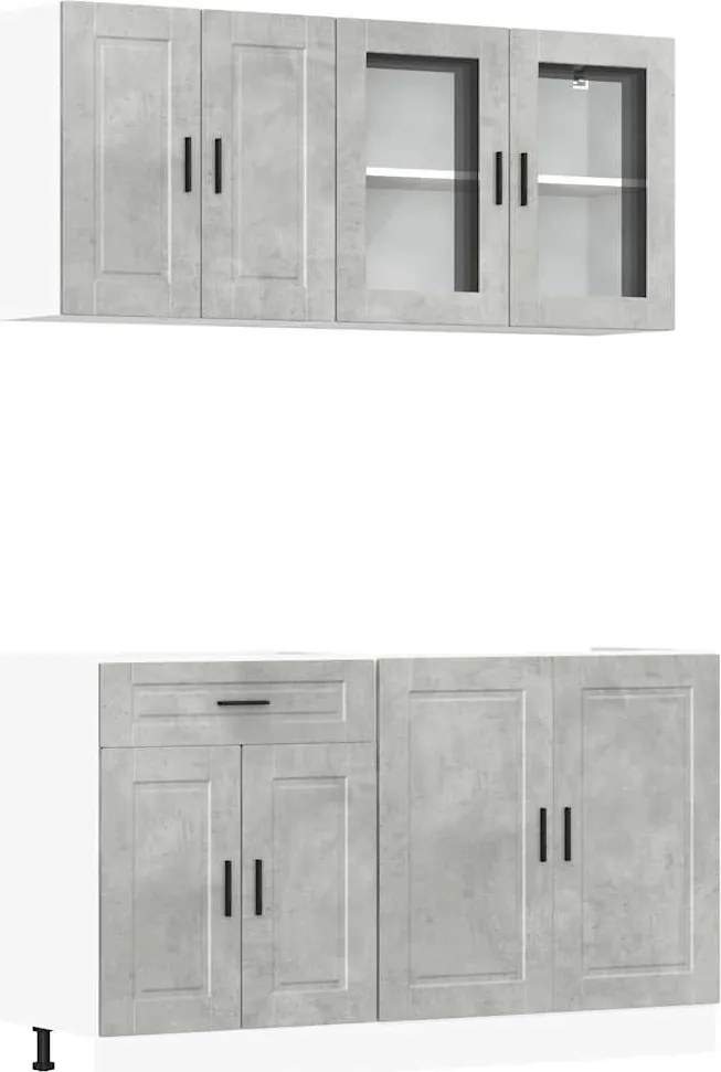 vidaXL Set dulapuri de bucătărie 4 piese „Porto” gri beton Lemn