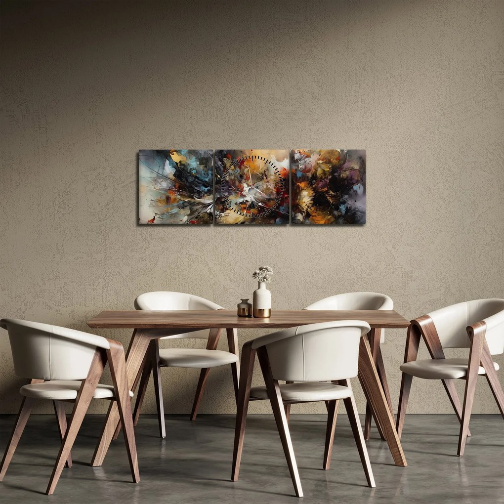 Tablou - Grafică abstractă (cu ceas) (90x30 cm)