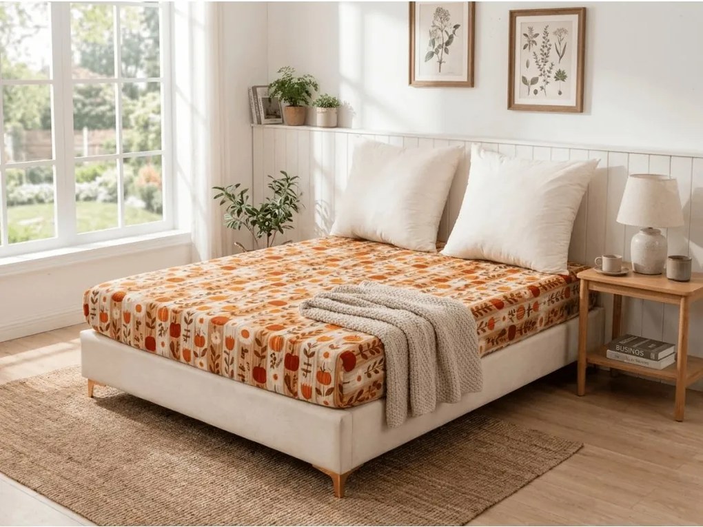 Cearsaf din microfibra PUMPKIN STRIPES colorat 180x200 cm