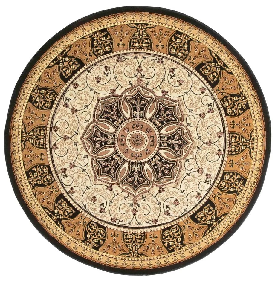 Covor negru/bej rotund ø 150 cm Heritage – Think Rugs