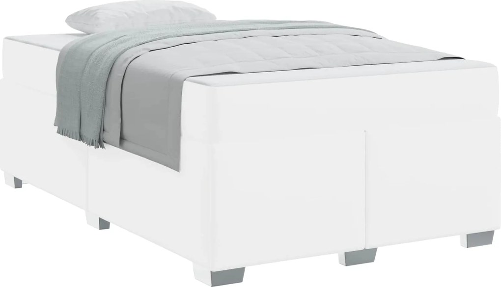 vidaXL Cadru de pat cu saltea Alb 120 x 200 cm țesătură