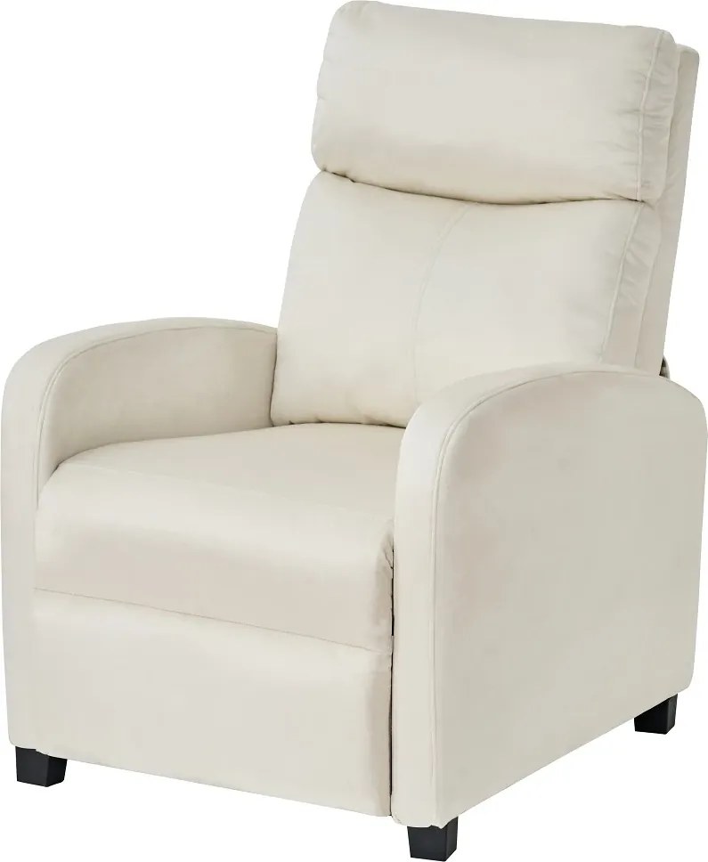 Fotoliu de relaxare, Spatar Rabatabil 135°, Suport picioare extensibil, Catifea, Bej Velvet-01