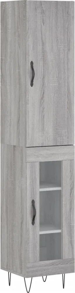 vidaXL Dulap înalt, gri sonoma, 34,5x34x180 cm, lemn prelucrat