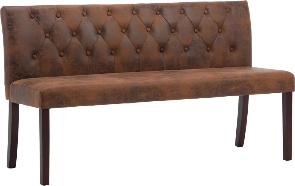 vidaXL Bancă, maro, 148,5 cm, velur ecologic