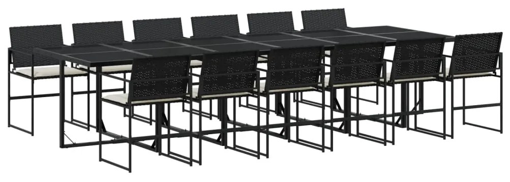 3295062 vidaXL Set mobilier de grădină cu perne, 13 piese, negru, poliratan