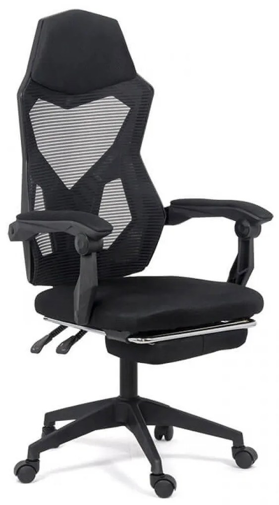 SCAUN DE GAMING ERGONOMIC CU SUPORT DE PICIOARE AZAY INTERIORS 424 NEGRU