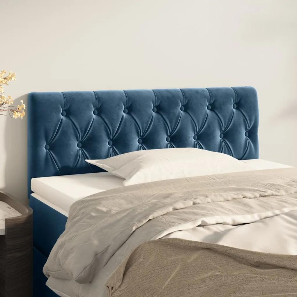 346338 vidaXL Tăblie de pat, albastru închis, 100x7x78/88 cm, catifea