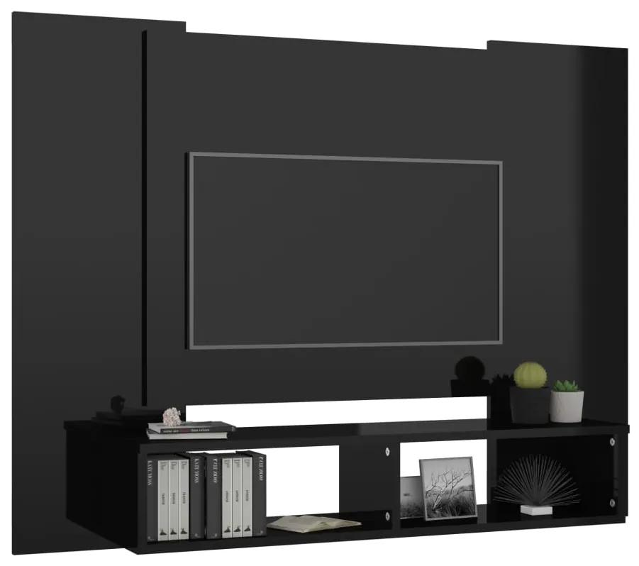 Comoda TV de perete, negru extralucios, 120x23,5x90 cm, PAL 1, negru foarte lucios