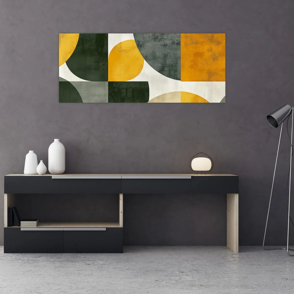 Tablou - Abstracție în culoare de măslin (120x50 cm)