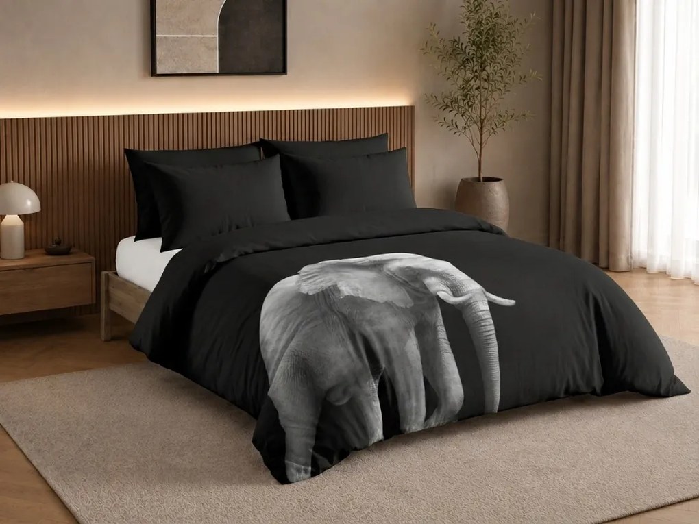 Lenjerie de pat din microfibra ELEPHANT negru Dimensiune lenjerie de pat: 2 ks 60 x 70 cm | 240 x 200 cm