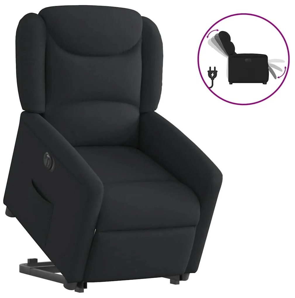 vidaXL Fotoliu electric rabatabil cu ridicare, negru, textil