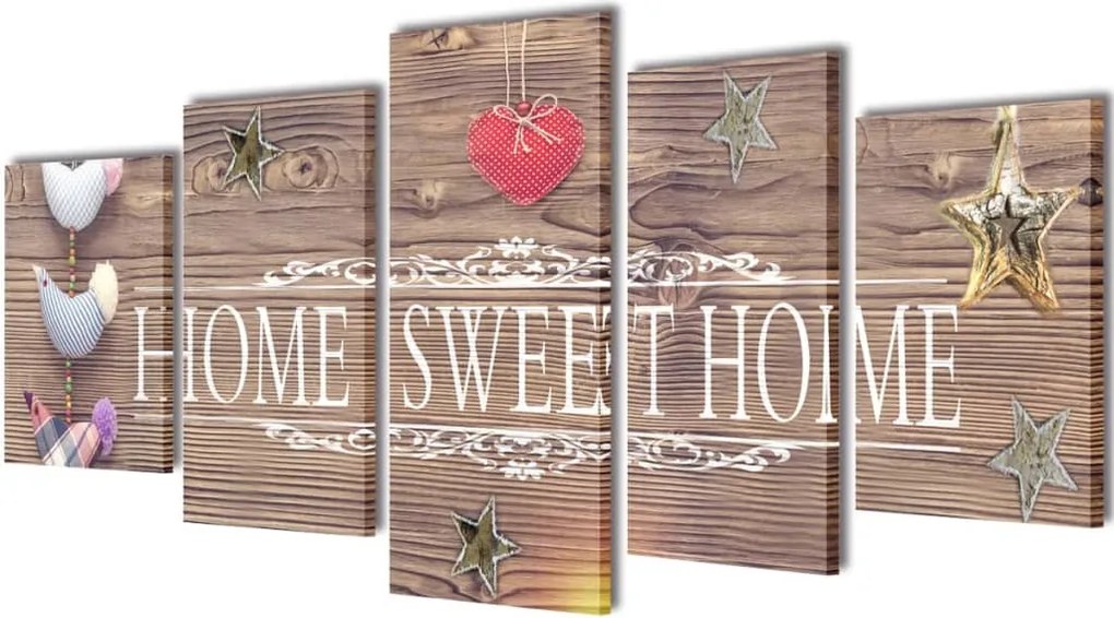 vidaXL Set tablouri de perete cu imprimeu Home Sweet Home, 200 x 100 cm