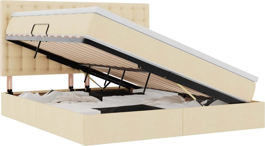 vidaXL Pat cu saltea și spațiu de depozitare Creme 180 x 200 cm